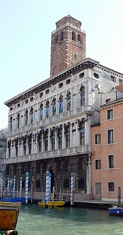 The Labia palace and its Bell tower campanile Venice Italy