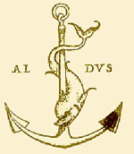 Dolphin marks emblem of Aldo Manuzio Venice Italy