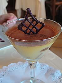 A glass of custard glazed with cacao Venice Italy