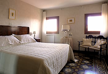 The very nice bedroom of the Casa dei Bombardieri in Venice Italy Castello