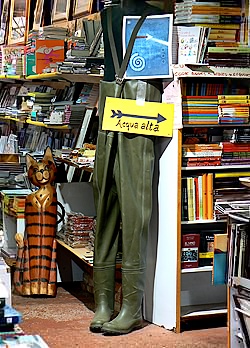 The Acqua Alta bookshop in Venice Italy
